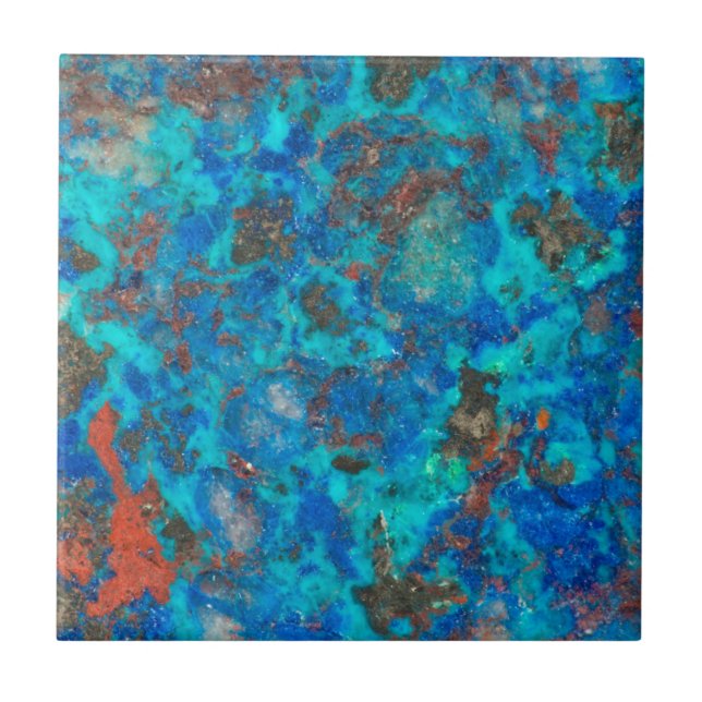 Carreau En Céramique Shattuckite à motif bleu (Devant)