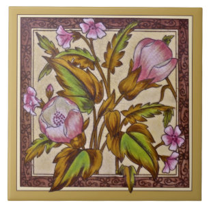 Carreau En Céramique Sherwin Floral Transware Repro Tile