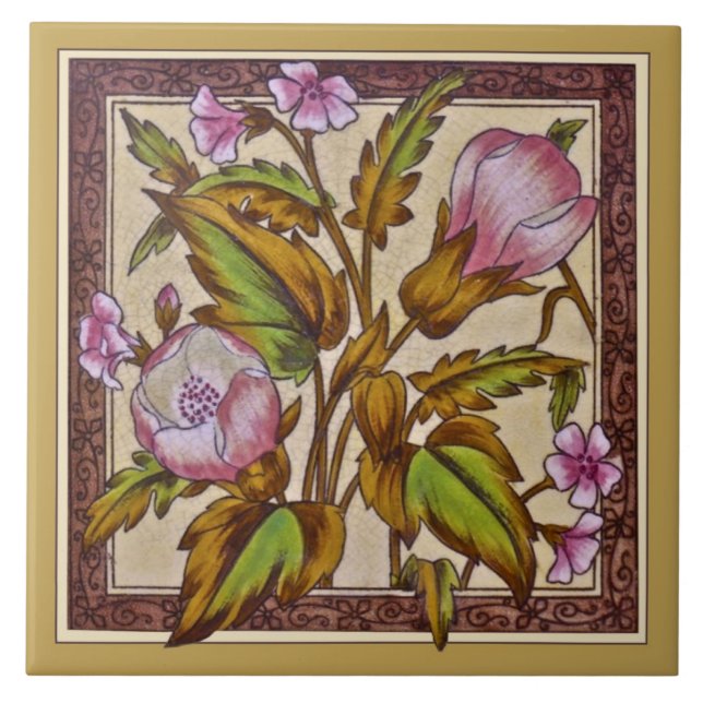 Carreau En Céramique Sherwin Floral Transware Repro Tile (Devant)