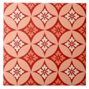 Carreau En Céramique Shippo avec Motif Fleur, Mandarin Orange