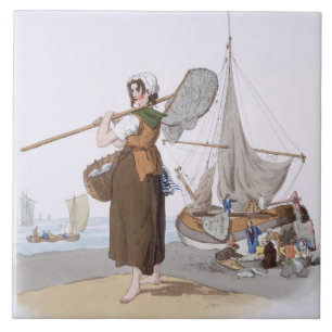 Carreau En Céramique Shrimper femelle, de "costume de la