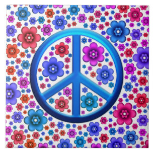 Carreau En Céramique Signe de paix hippie