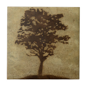 Carreau En Céramique Silhouette d'arbre sur l'arrière - plan en bronze