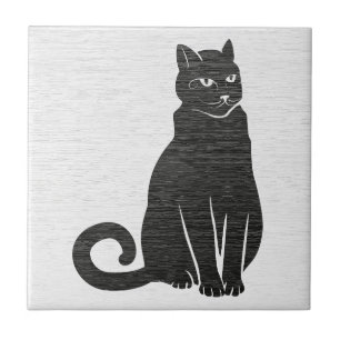 Carreau en céramique silhouette de chat noir éléga