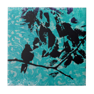 Carreau En Céramique Silhouette de colibri sur l'arrière - plan grunge
