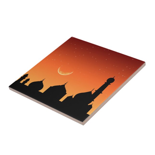 Carreau En Céramique Silhouette de la mosquée Ciel du soir - Carrelage  (Côté)