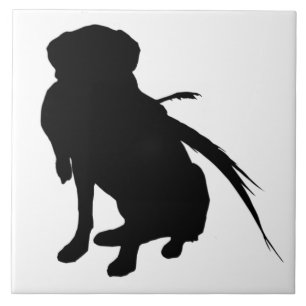 Carreau En Céramique Silhouette du Labrador Retriever avec faisan