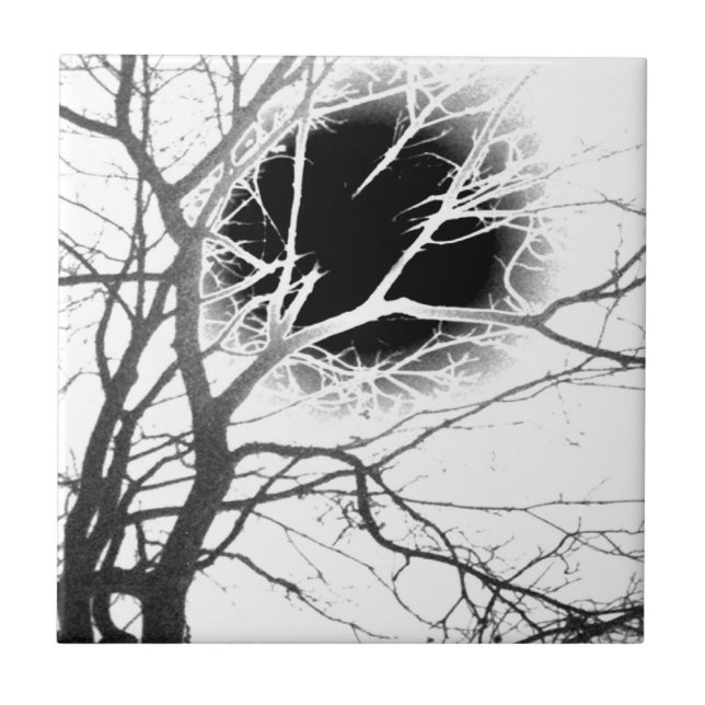 Carreau En Céramique Silhouette en clair de lune (Devant)