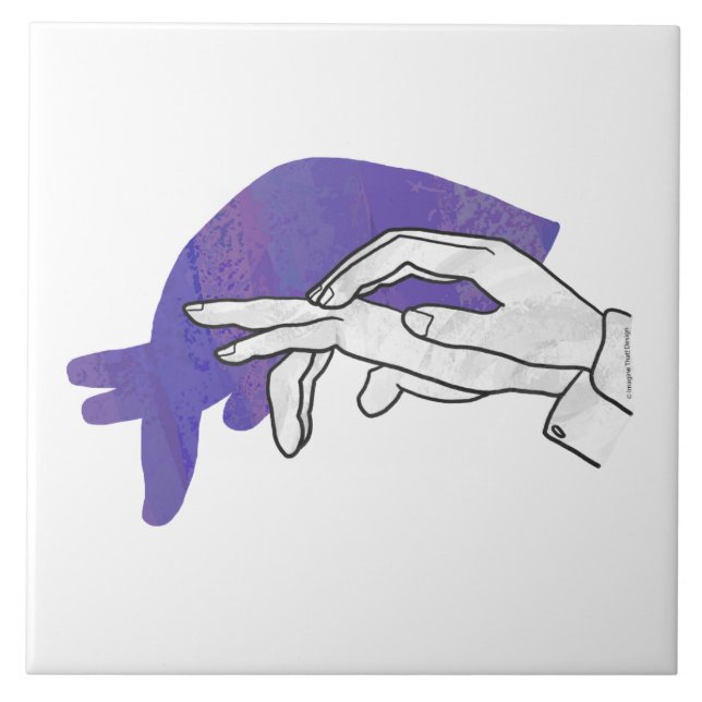 Carreau En Céramique Silhouette main Anteater violet (Devant)