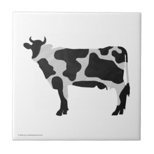 Carreau En Céramique Silhouette noire et blanche de vache