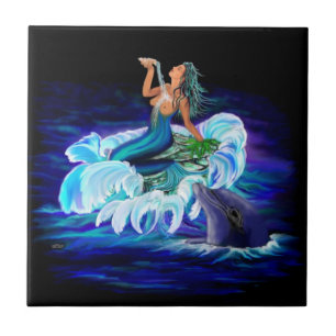 Carreau En Céramique Sirène avec dauphin
