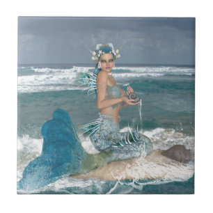 Carreau En Céramique Sirène sur la roche