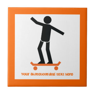 Carreau En Céramique Skateboardeur sur son skateboard personnalisé
