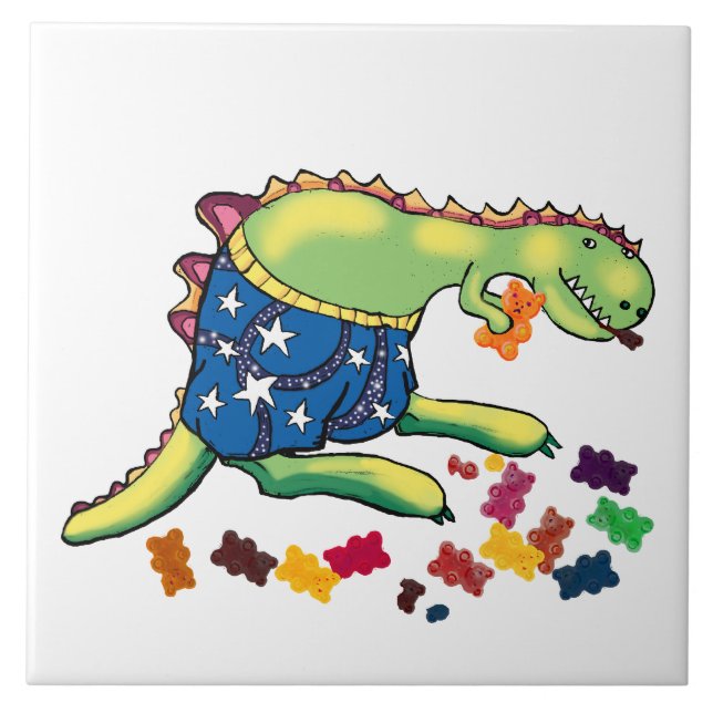Carreau En Céramique snack dinosaure de minuit (Devant)