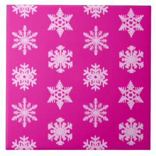 Carreau En Céramique Snowflakes Ikat - Fuchsia et rose glace