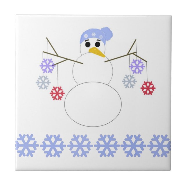 Carreau En Céramique Snowman avec Flèches de neige (Devant)