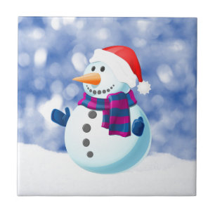 Carreau En Céramique Snowman hiver Joyeux Noël neige