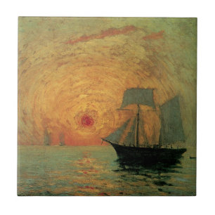 Carreau En Céramique Soleil rouge par Maxime Maufra, impressionnisme Vi