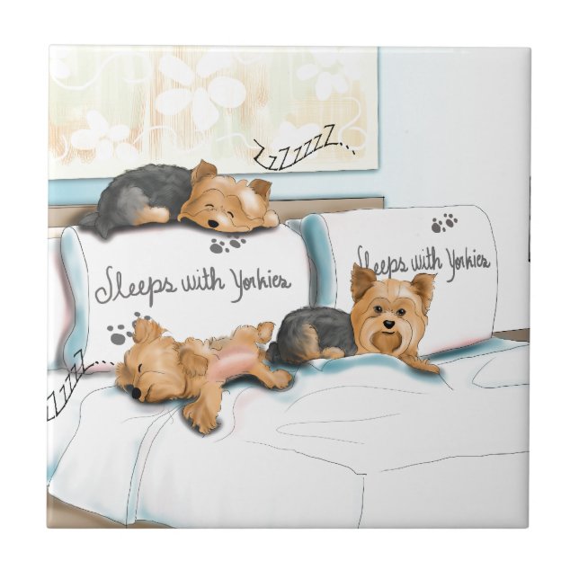 Carreau En Céramique Sommeils avec Yorkies par Catia Cho (Devant)