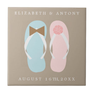 Carreau En Céramique Son et ses tongs Flip Flops Beach Wedding