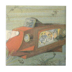 Carreau En Céramique Sous-marin de vapeur de science-fiction vintage en