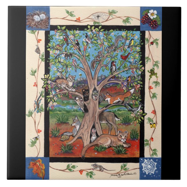 Carreau En Céramique "Southwest Tree of Life" Quatre saisons, Tile Triv (Devant)