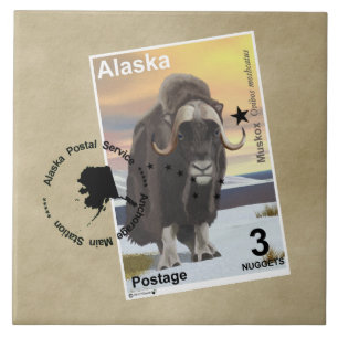 Carreau En Céramique Souvenir du timbre de Muskox