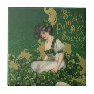 Carreau En Céramique Souvenir vintage de la Saint-Patrick, jeune Irland