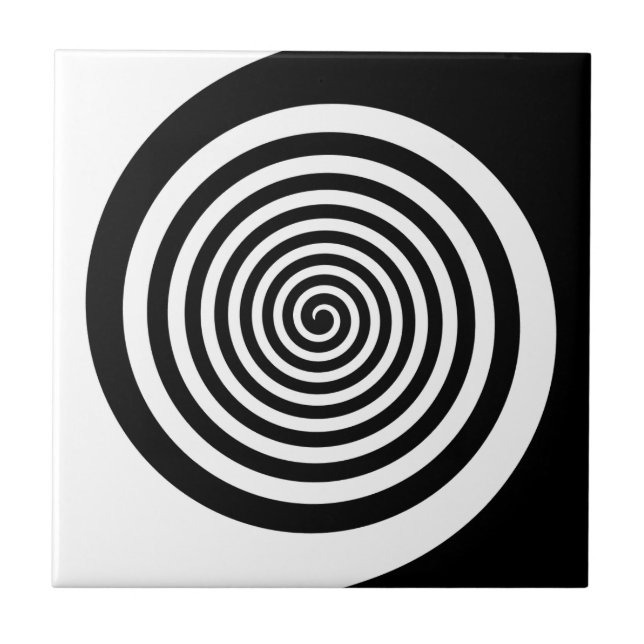 Carreau En Céramique Spirale hypophonique noire et blanche (Devant)