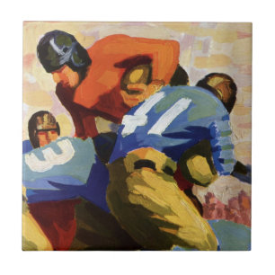 Carreau En Céramique Sports Anciens, Joueurs de Football dans un Match