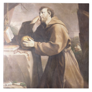 Carreau En Céramique St Francis d'Assisi à la prière