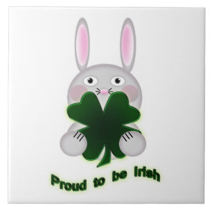 Carreau En Céramique St. Patricks Bunny Fier d'être Shamrock irlandais