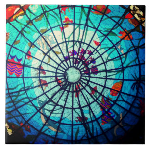Carreau En Céramique Stained glass ocean tropical fish