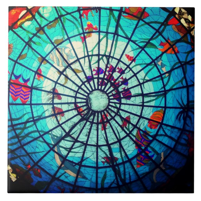 Carreau En Céramique Stained glass ocean tropical fish (Devant)