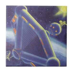 Carreau En Céramique Station spatiale orbitante de science-fiction vint