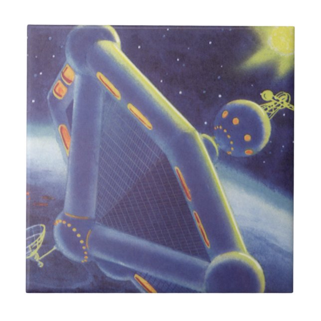 Carreau En Céramique Station spatiale orbitante de science-fiction vint (Devant)