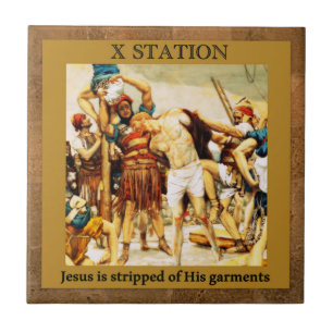 Carreau En Céramique Stations de la Croix n° 10 de 15 Jésus est dépo