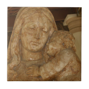 Carreau En Céramique Statue de la Vierge Marie et Baby Jesus