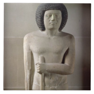 Carreau En Céramique Statue de Sepa, vieux royaume (chaux peinte)