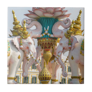 Carreau En Céramique Statue des éléphants roses Bangkok Thaïlande
