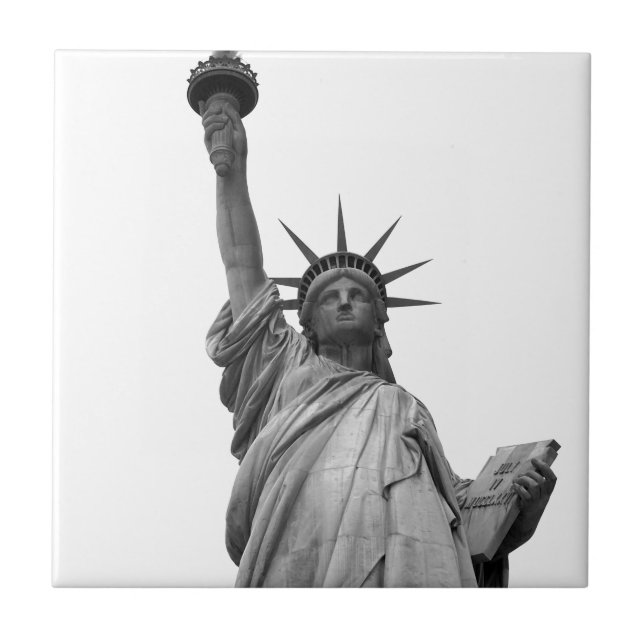 Carreau En Céramique Statue noire et blanche de la Liberté (Devant)