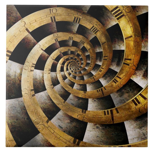 Carreau En Céramique Steampunk - horloge - l'écoulement du temps (Devant)