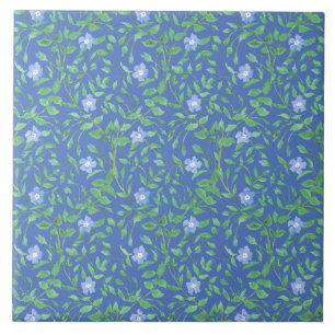 Carreau En Céramique Style champêtre Blue Green Floral Périwinkle Motif