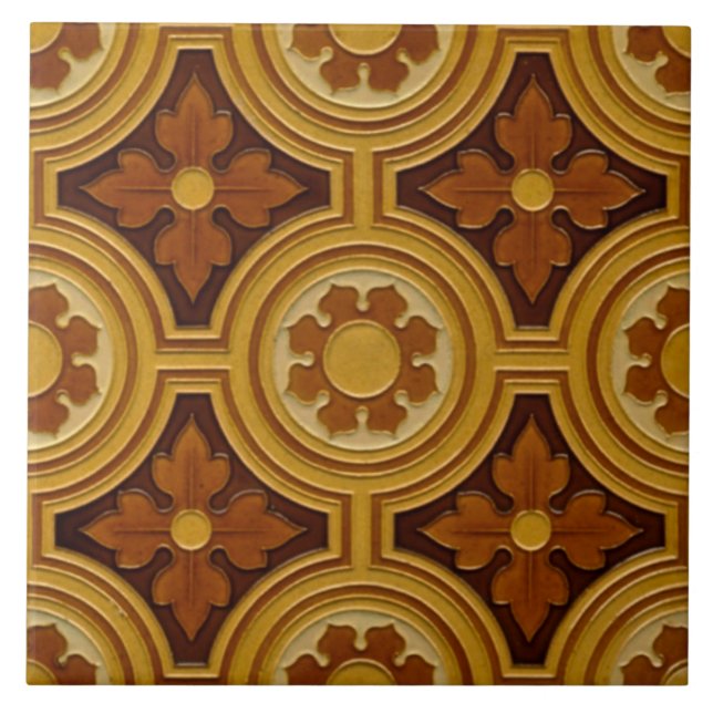 Carreau En Céramique Style gothique victorien ancien Majolica Tile Repr (Devant)