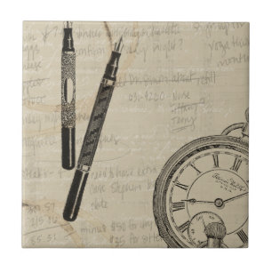 Carreau En Céramique Stylos-plumes et Watchface avec des notes