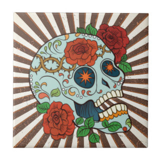 Carreau En Céramique Sucre génial Skulls Dia de los Muertos