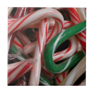 Carreau En Céramique Sucres de canne Noël Vacances Blanc Vert et Rouge