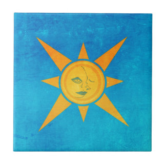Carreau En Céramique Sun brillant, sommeil de lune--symbole du soleil