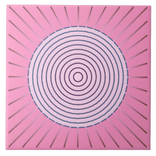 Carreau En Céramique Sunburst géométrique moderne - Nuances de rose