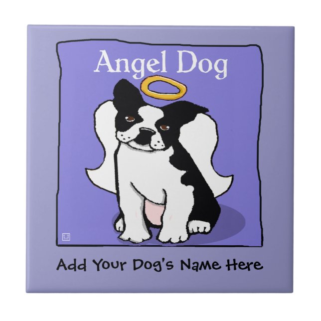 Carreau En Céramique Sweet Boston Terrier Angel Dog Memorial (Devant)